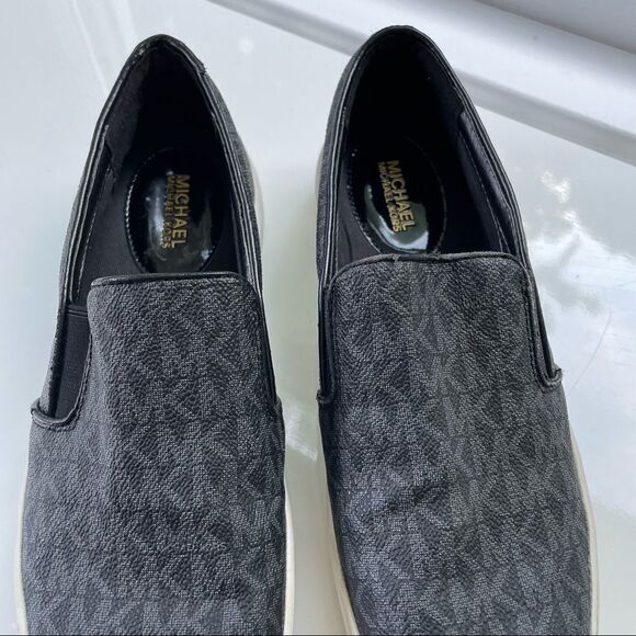 MICHAEL MICHAEL KORS Keaton Logo Slip-On Sneakers, Black Coated Canvas sz 7.5M - Picture 8 of 10